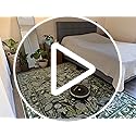 Anidaroel Green Botanical Floral Washable 5x7 Area Rugs, Abstract Large Rugs for Living Room Non-Slip Soft Modern Rugs for Bedroom, Stain Resistant Accent Floor Carpet for Dining Room Entryway