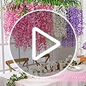 Waipfaru 40 Pack White Wisteria Hanging Flowers, Fake Flowers for Decoration, Artificial Hanging Flowers, Vines for Bedroom, Flower Garland for Home, Party, Wall, Wedding Decoration(3.6 Ft/Pcs)